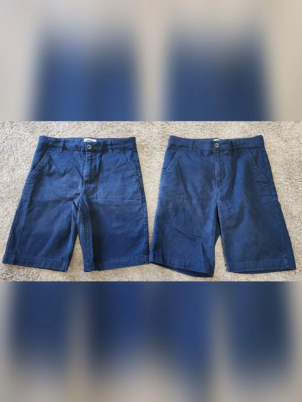 Boys Old Navy Size 12 (L) Adjustable Navy Uniform Shorts (x2), Signs Of Fading